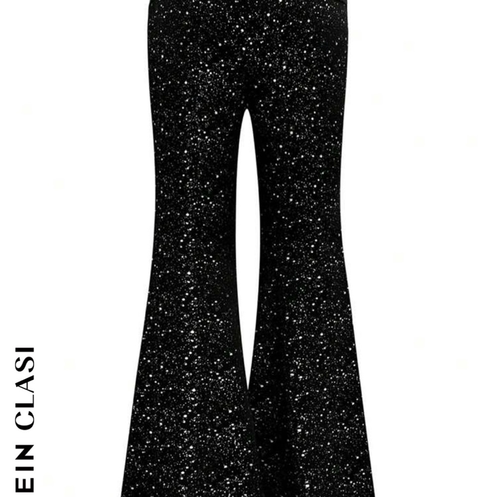 Black Glitter Flared Pants